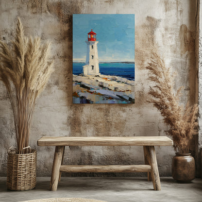 Peggy's Point Lighthouse Canvas Wall Art – styled room view 6