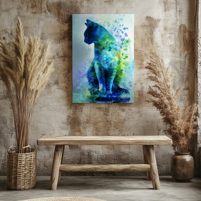 Russian Blue Cat Canvas Print – styled room view 5