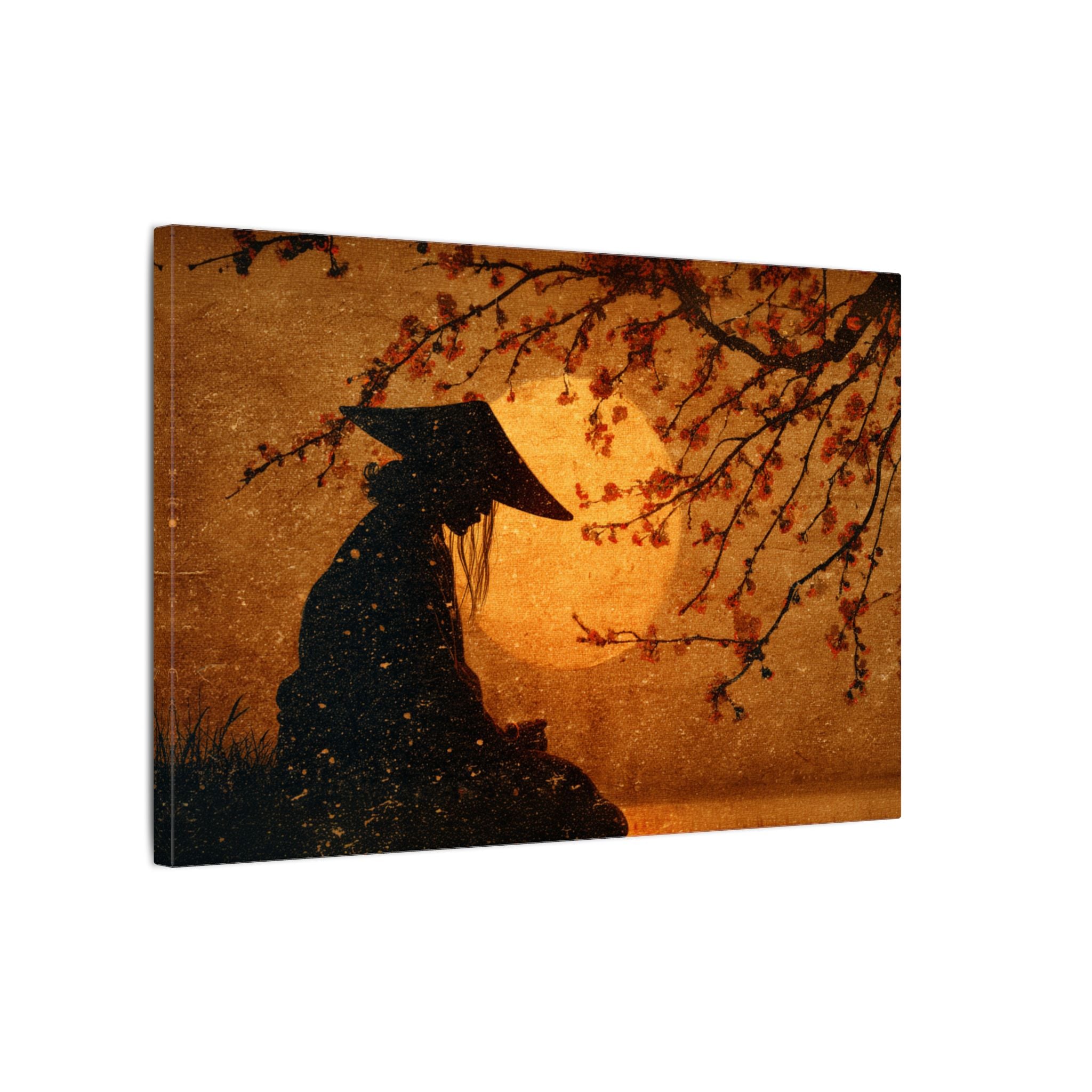 Serene Silhouette of Contemplation | Asian-Inspired Artwork