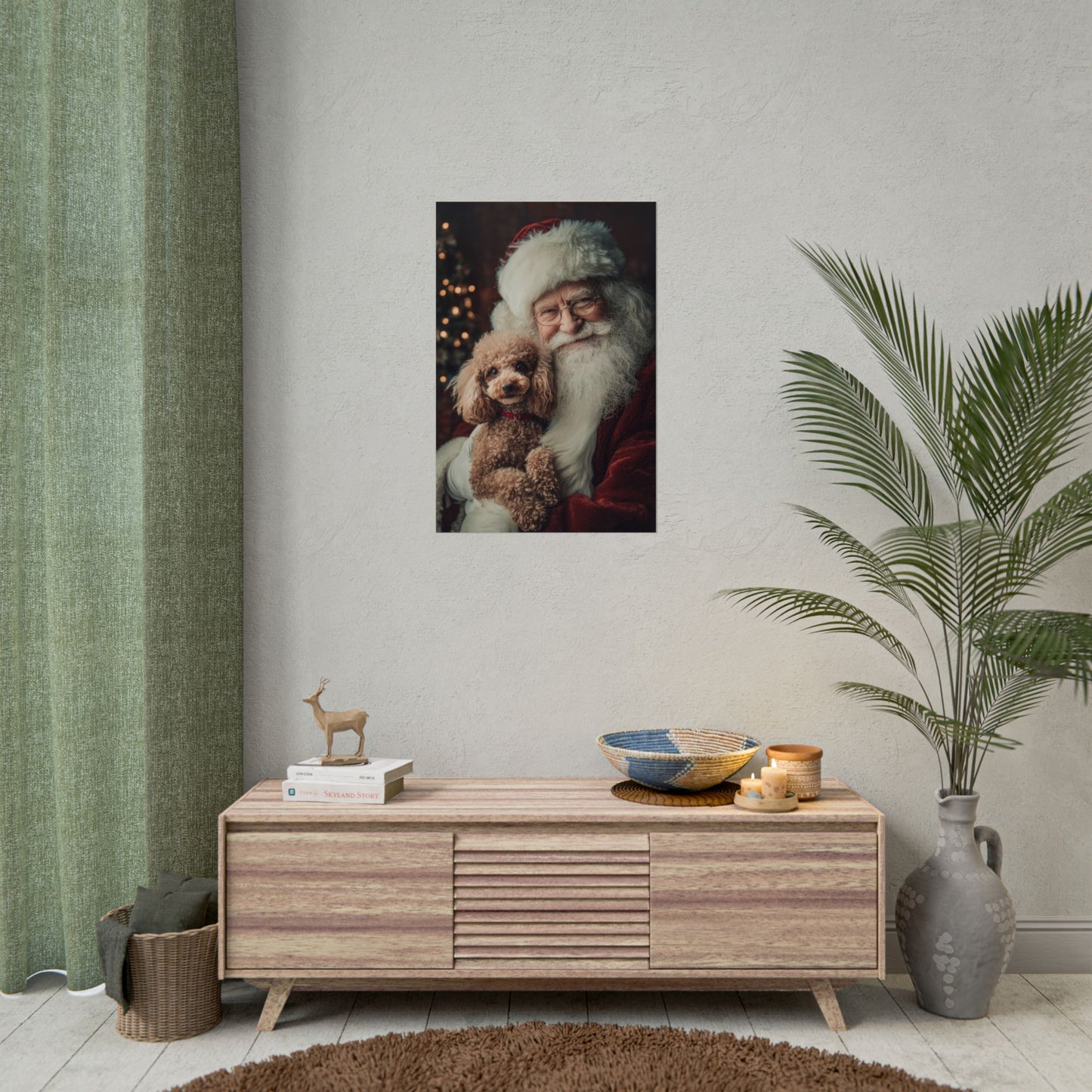 Heartwarming Santa and Poodle Artwork – Holiday Home Décor