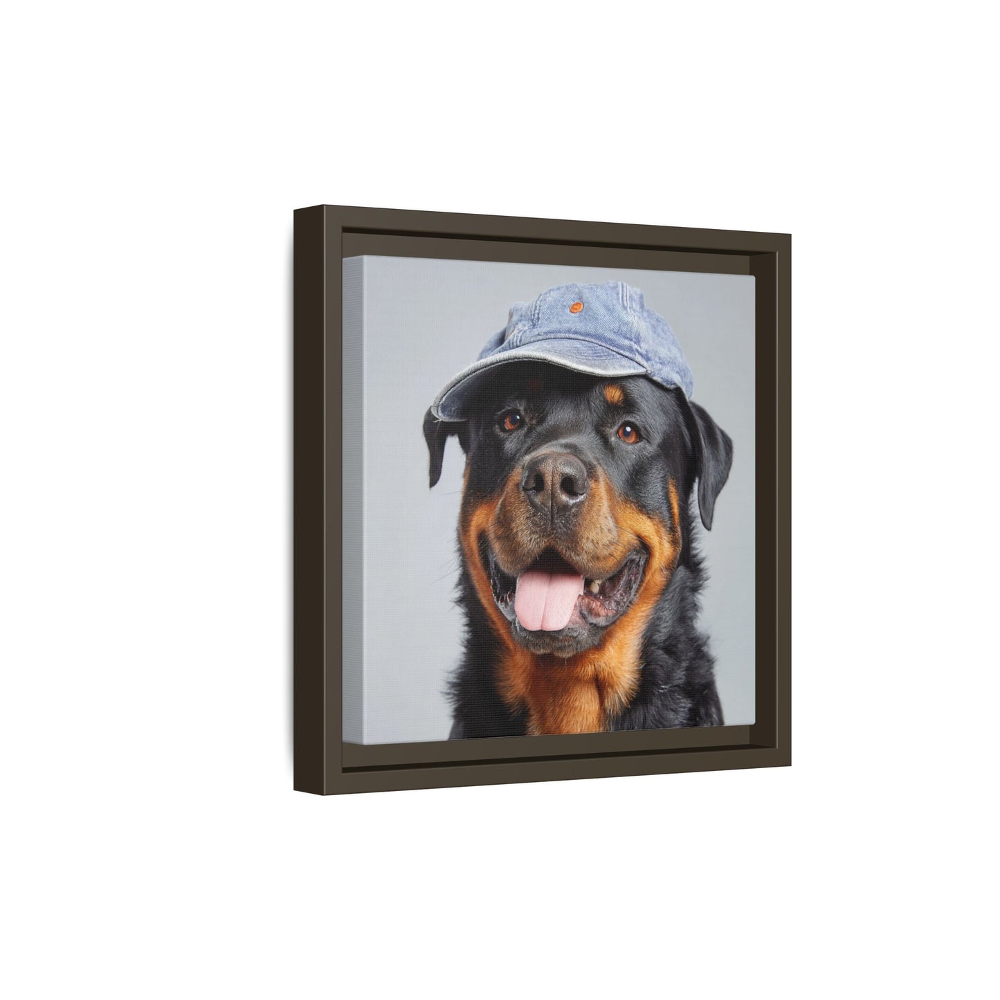 Playful Rottweiler Portrait | Dog Art in Denim Cap