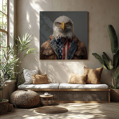 Patriotic Eagle Canvas Wall Art – styled room view 5