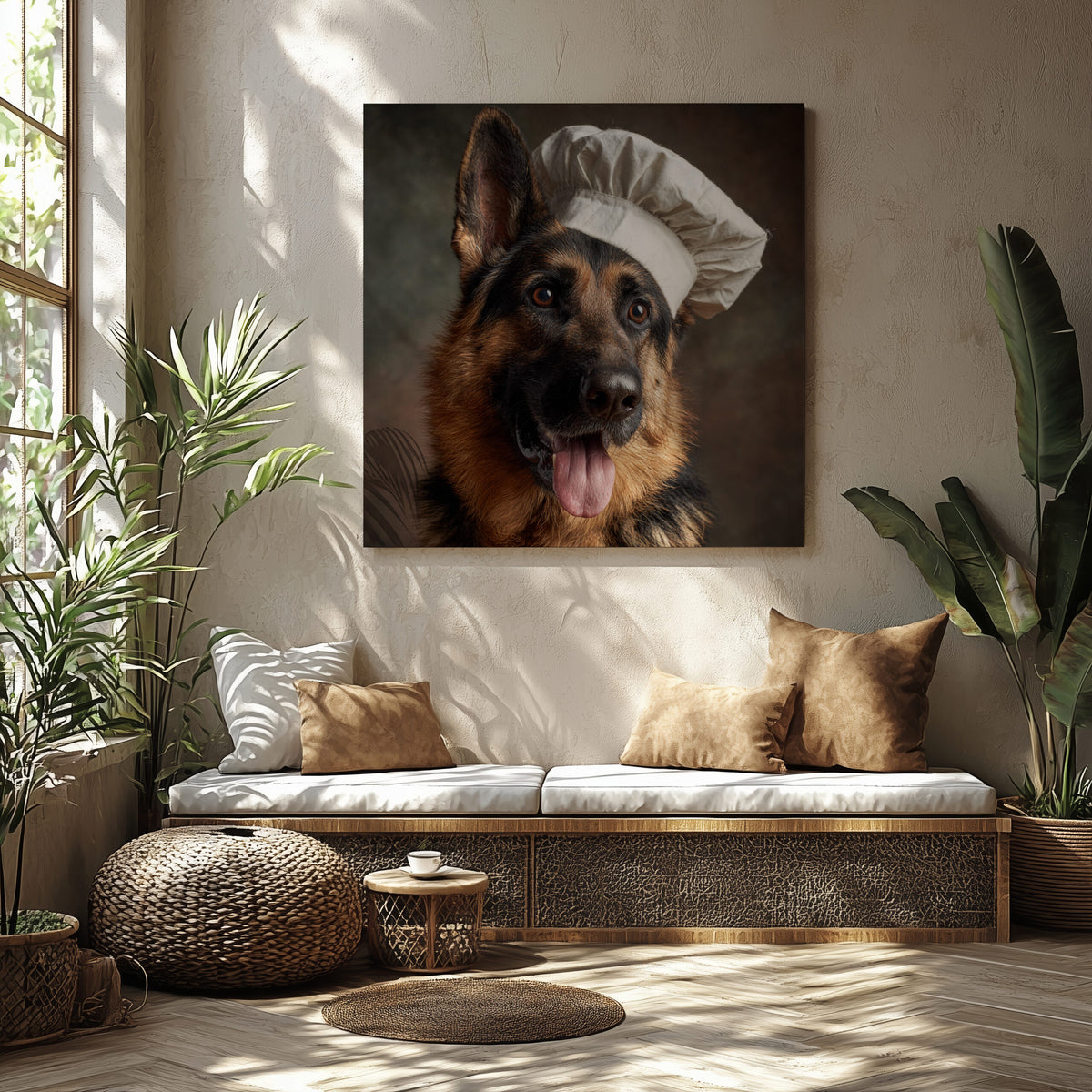 German Shepherd Chef Canvas Print – styled room view 6