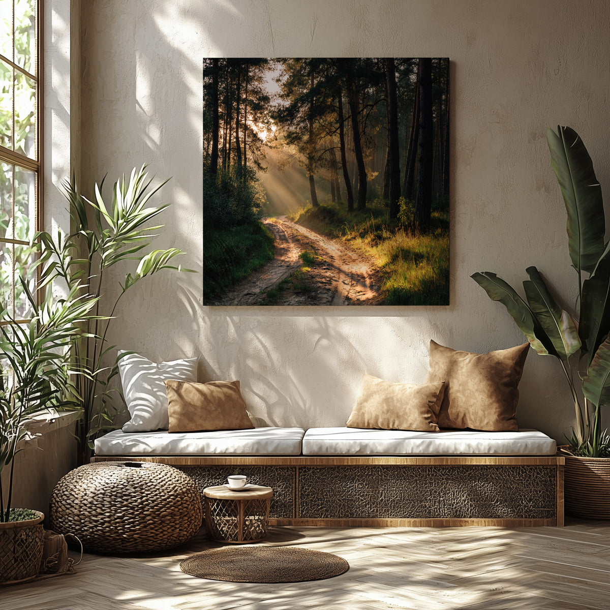 Forest Path Canvas Print – styled room view 6