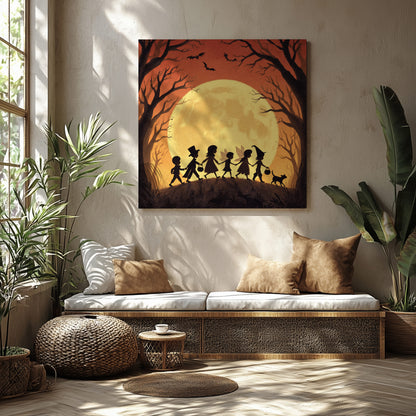 Halloween Trick or Treat Canvas Wall Art – styled room view 6