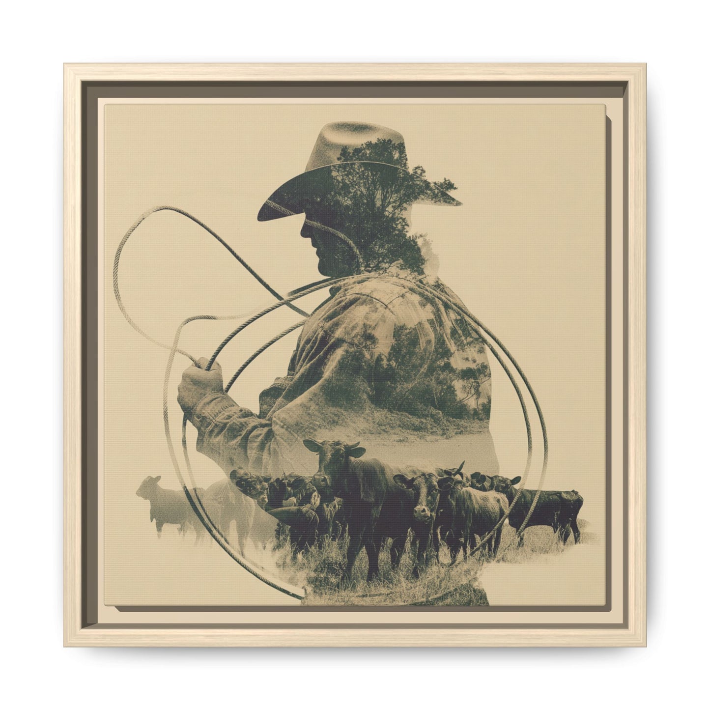 Lone Cowboy Silhouette Art - Vintage Western Charm