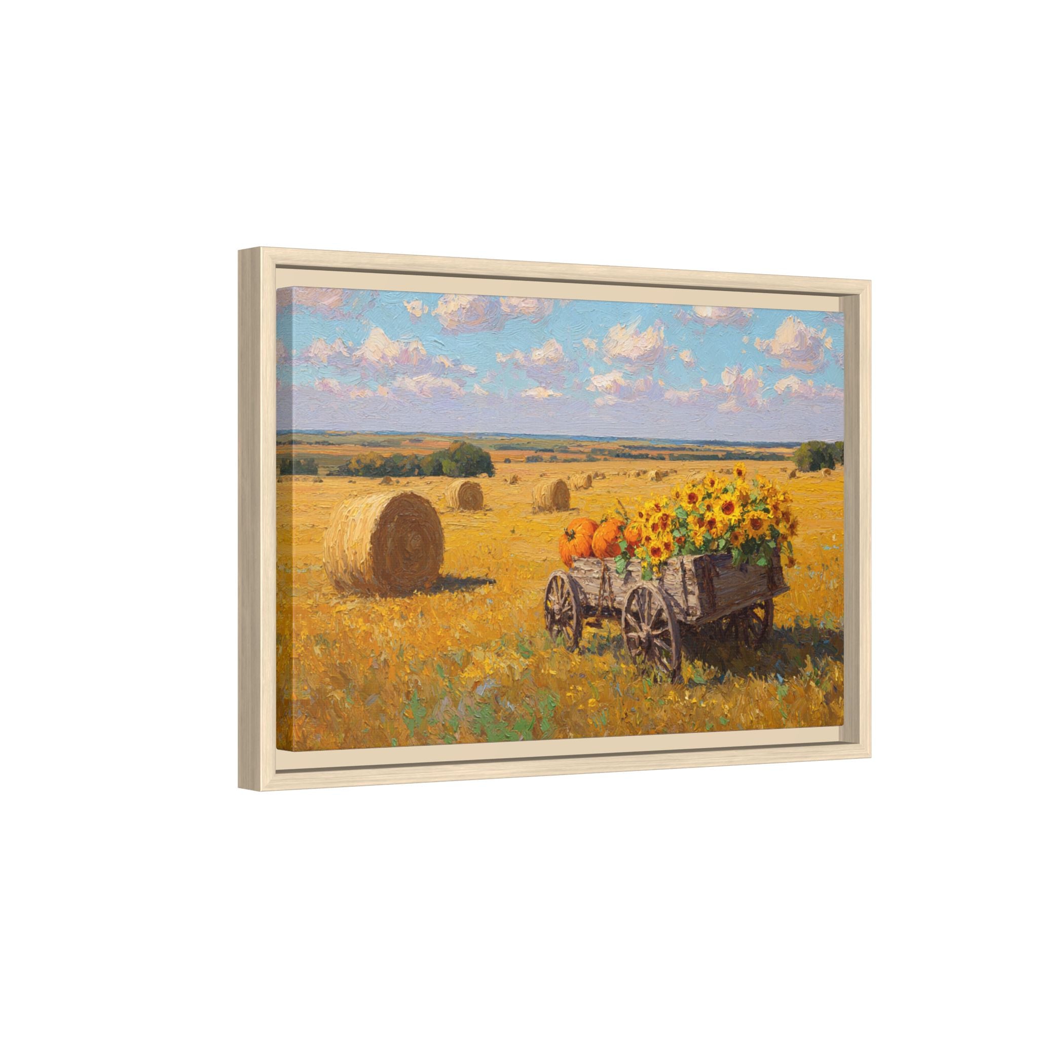 Sunflower Harvest Wagon Decor | Rustic Farm Art for Home