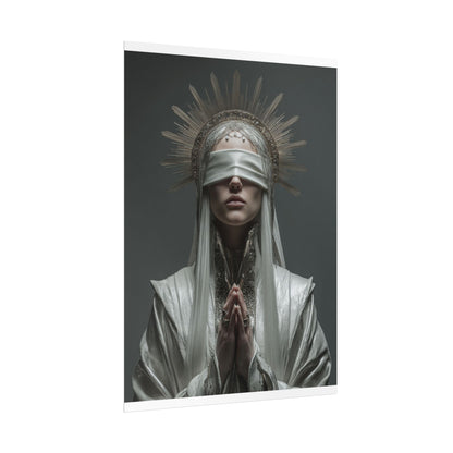 Ethereal Blindfolded Saint Art | Spiritual Home Decor