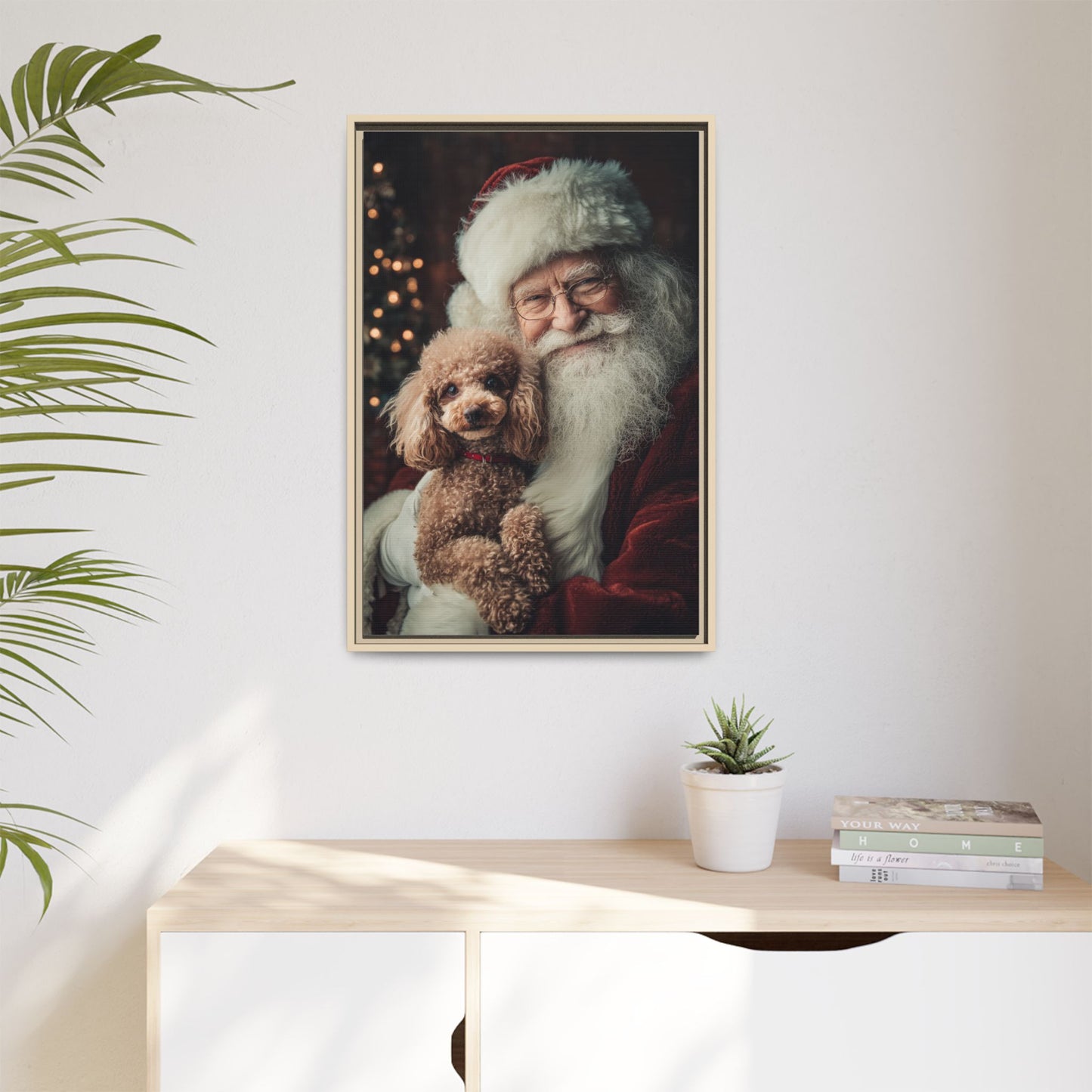 Heartwarming Santa and Poodle Artwork – Holiday Home Décor