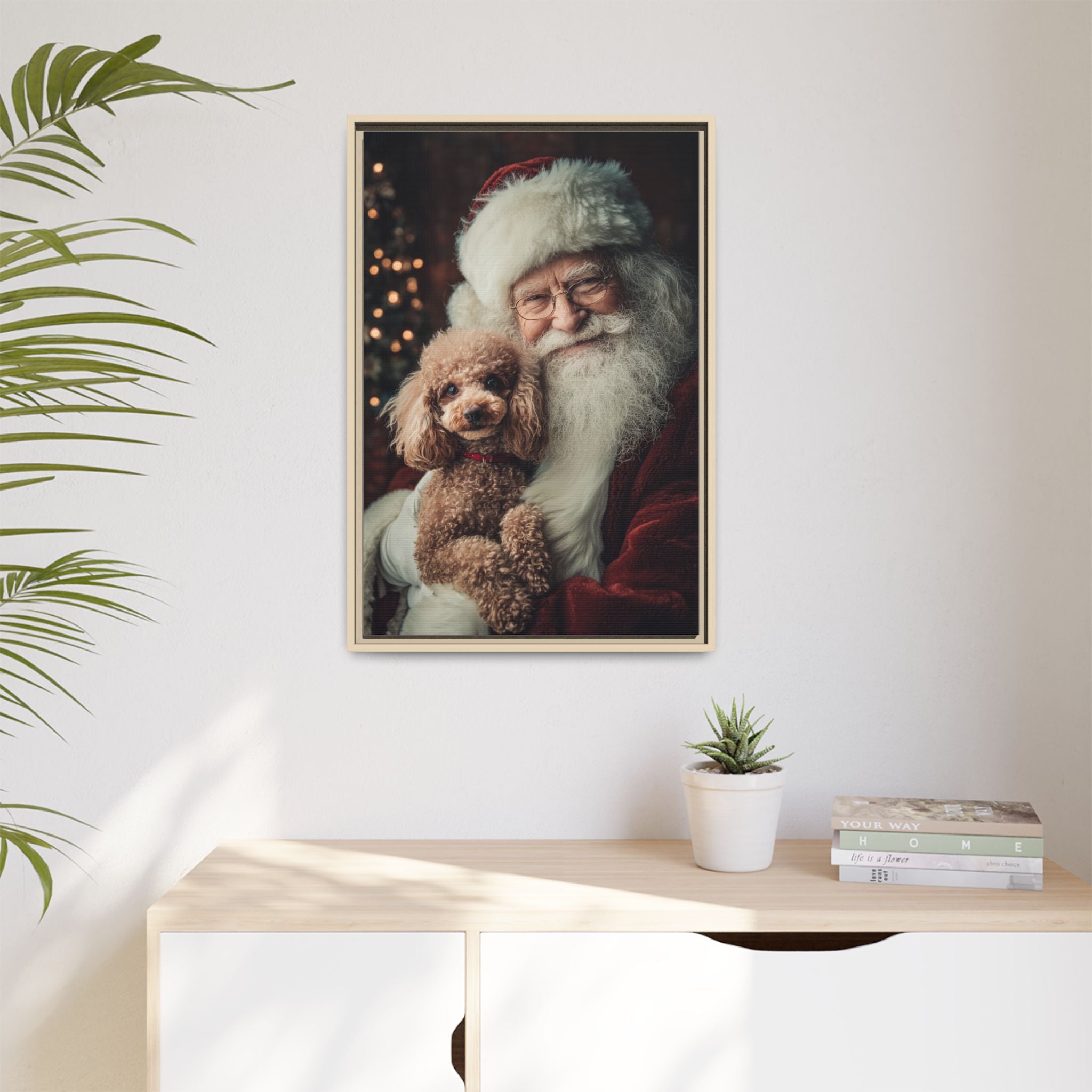 Heartwarming Santa and Poodle Artwork – Holiday Home Décor