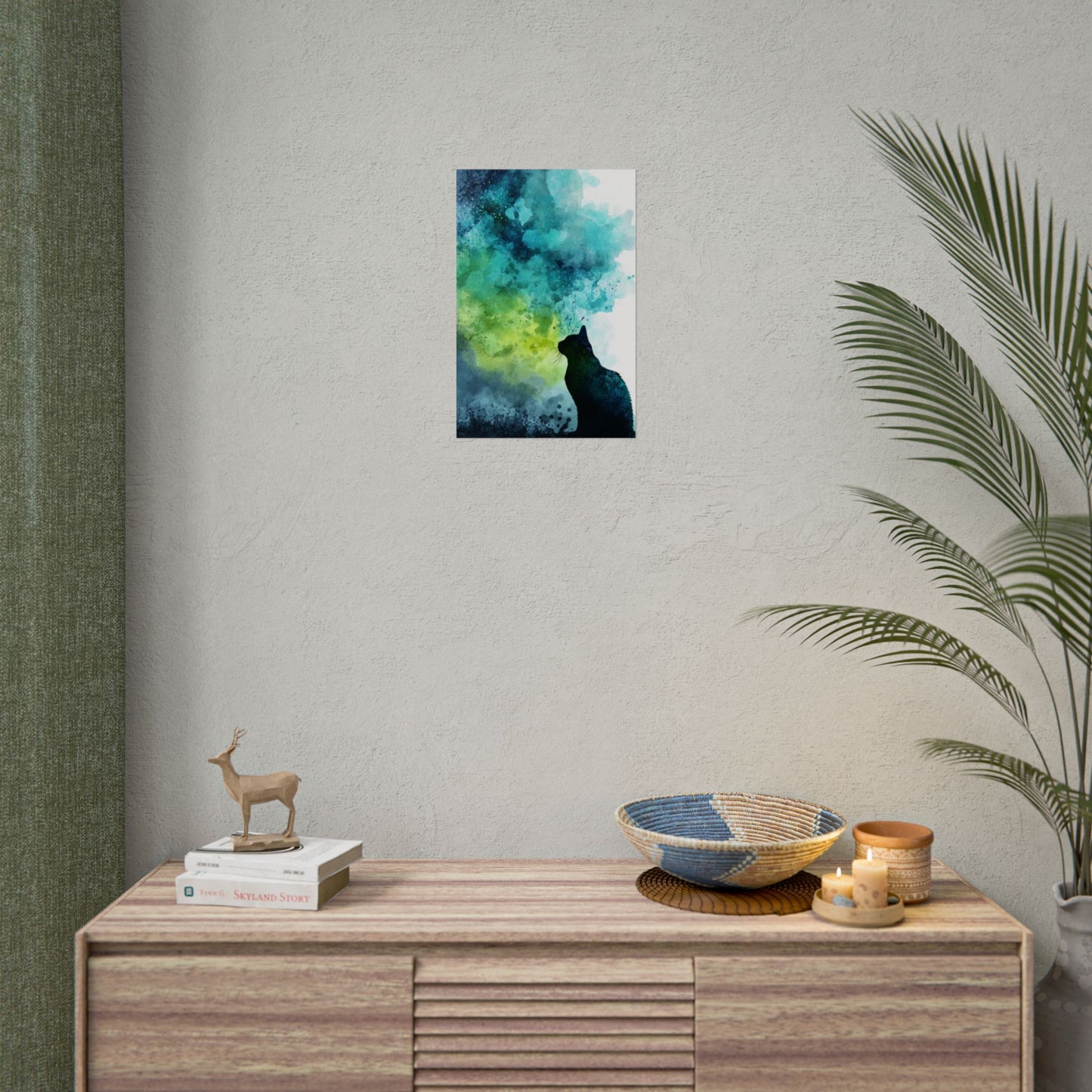 Dreamy Cat Watercolor Art Print - Serene Home Decor