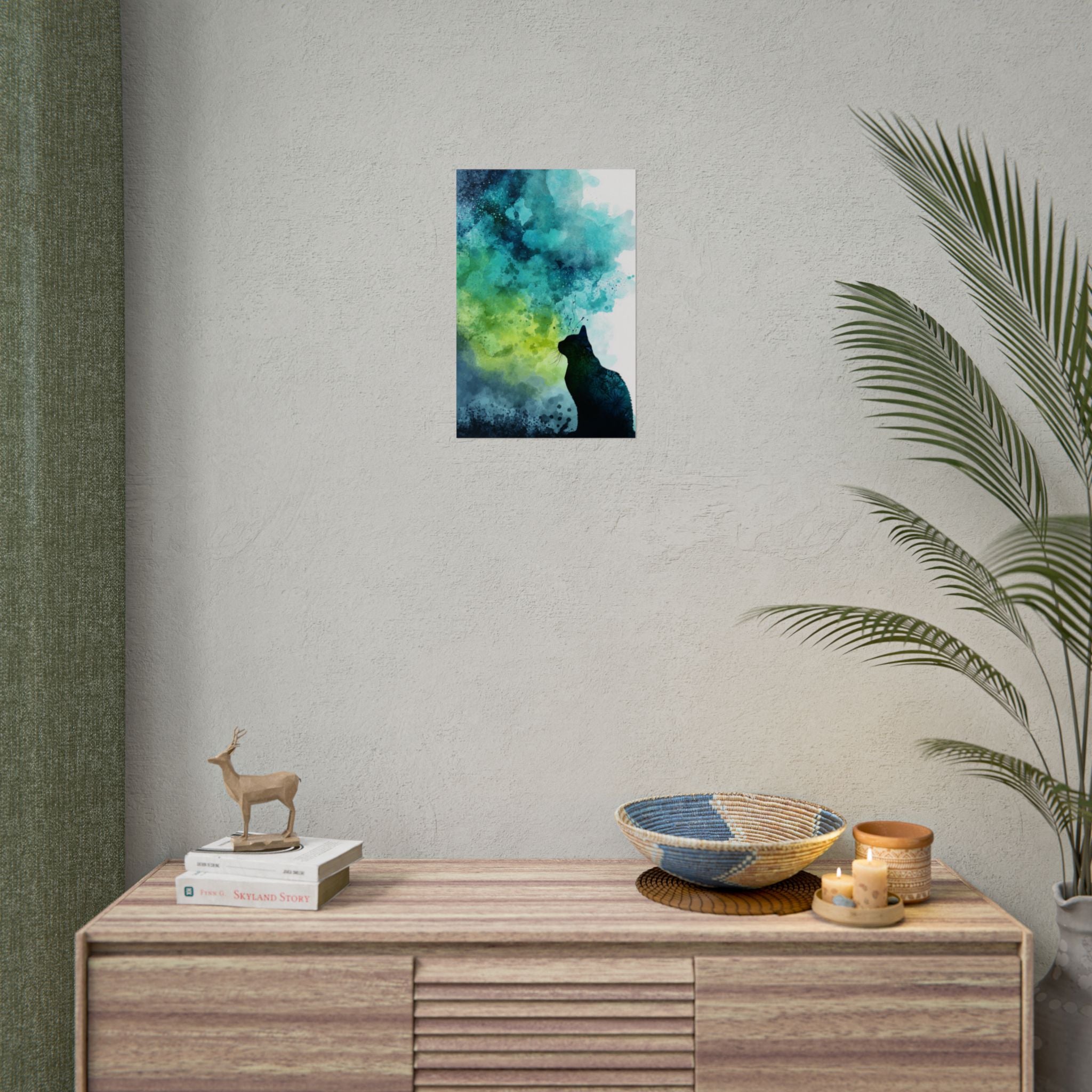Dreamy Cat Watercolor Art Print - Serene Home Decor