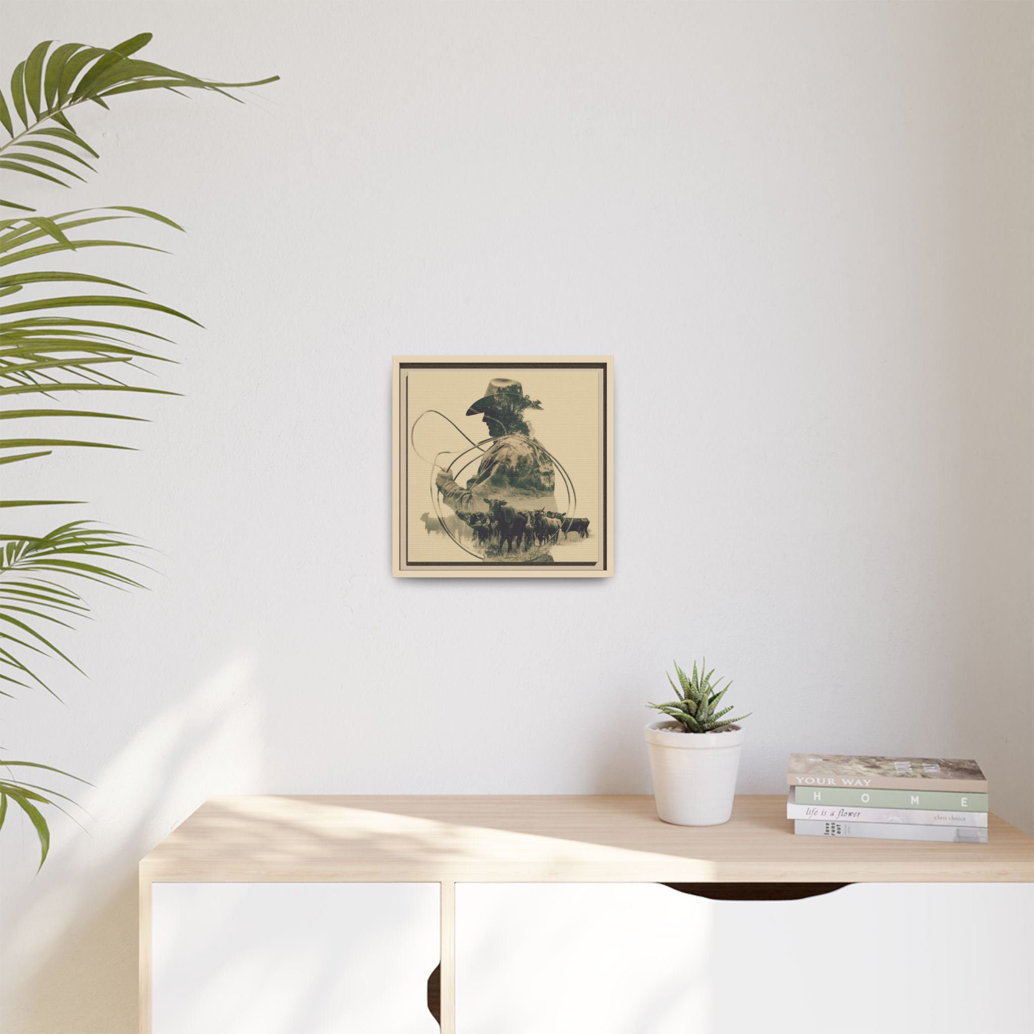 Lone Cowboy Silhouette Art - Vintage Western Charm