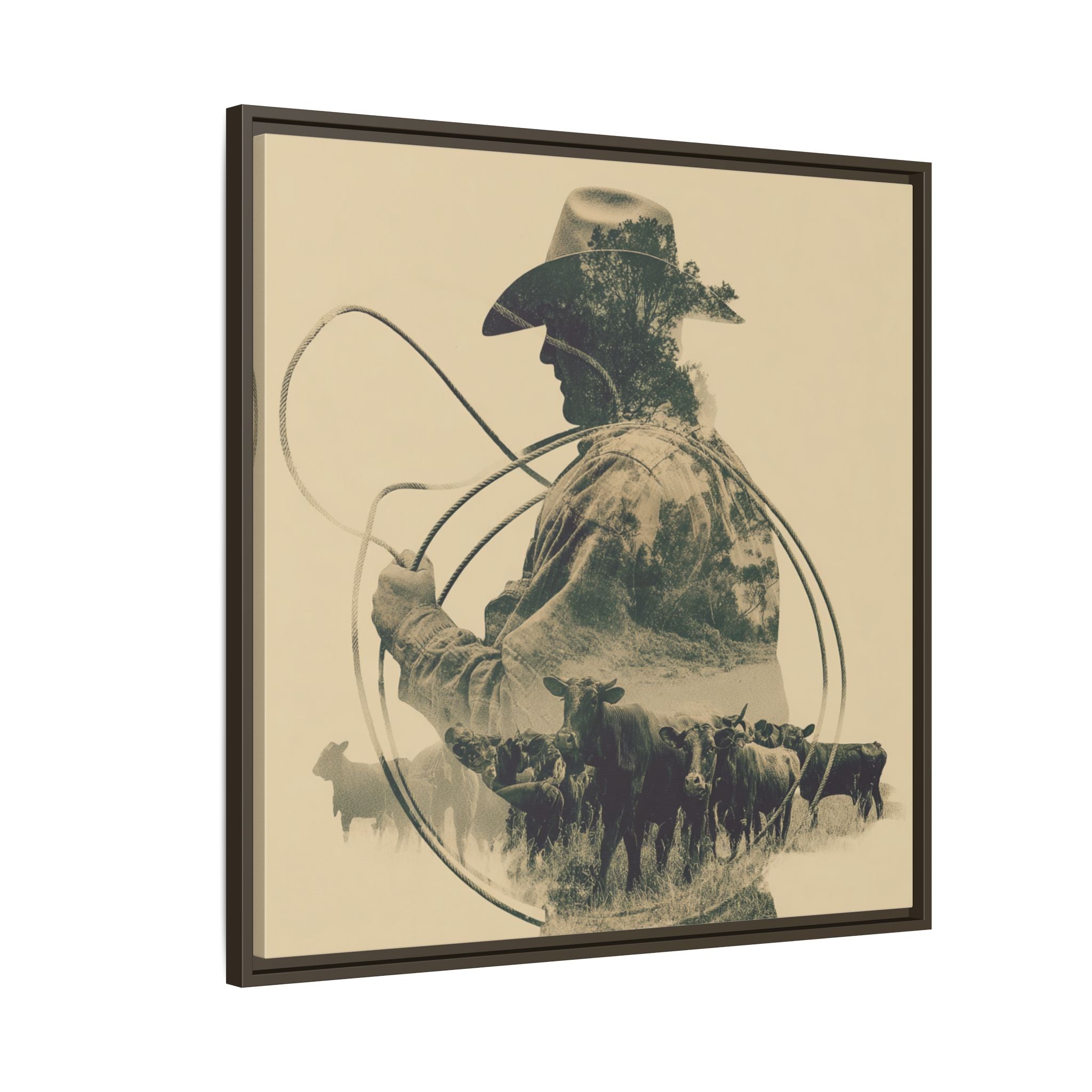 Lone Cowboy Silhouette Art - Vintage Western Charm