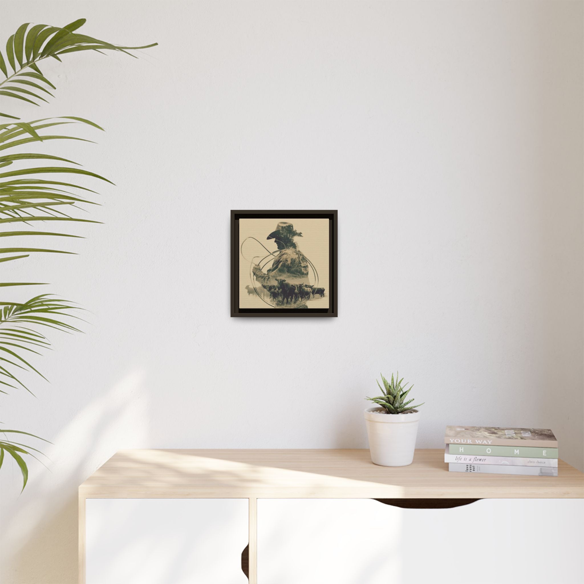 Lone Cowboy Silhouette Art - Vintage Western Charm