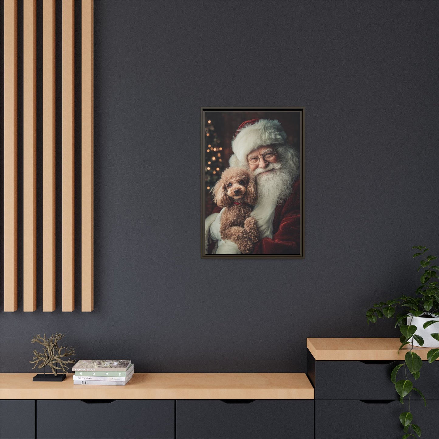Heartwarming Santa and Poodle Artwork – Holiday Home Décor