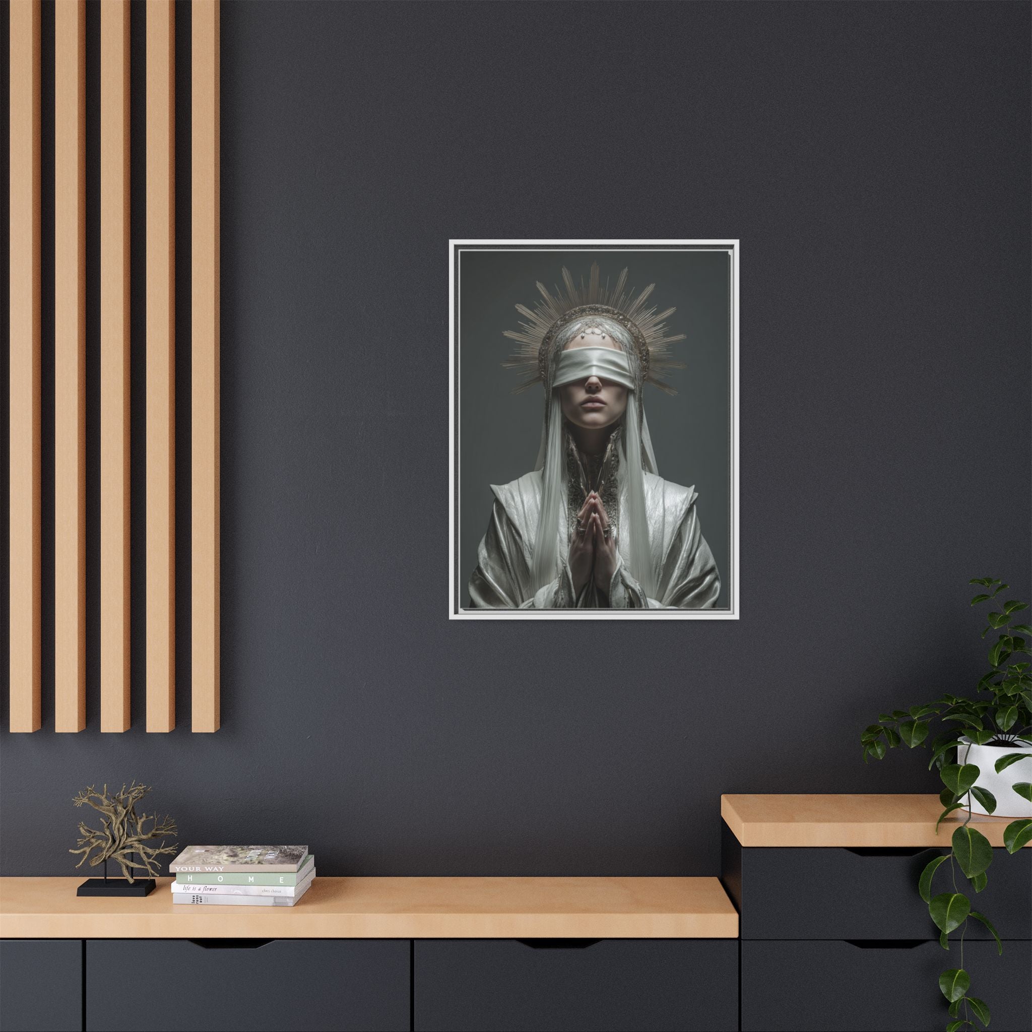 Ethereal Blindfolded Saint Art | Spiritual Home Decor