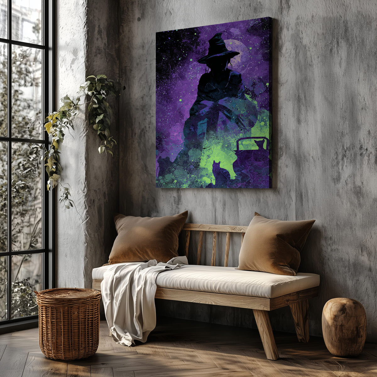 Witch Silhouette Digital Art Print – styled room view 6