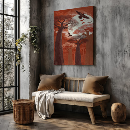 Baobab Tree Forest Canvas Wall Art – styled room view 6