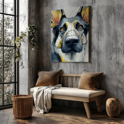 German Shepherd Canvas Wall Art – styled room view 7