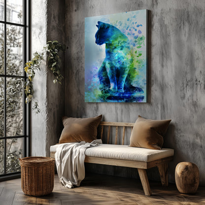 Russian Blue Cat Canvas Print – styled room view 6