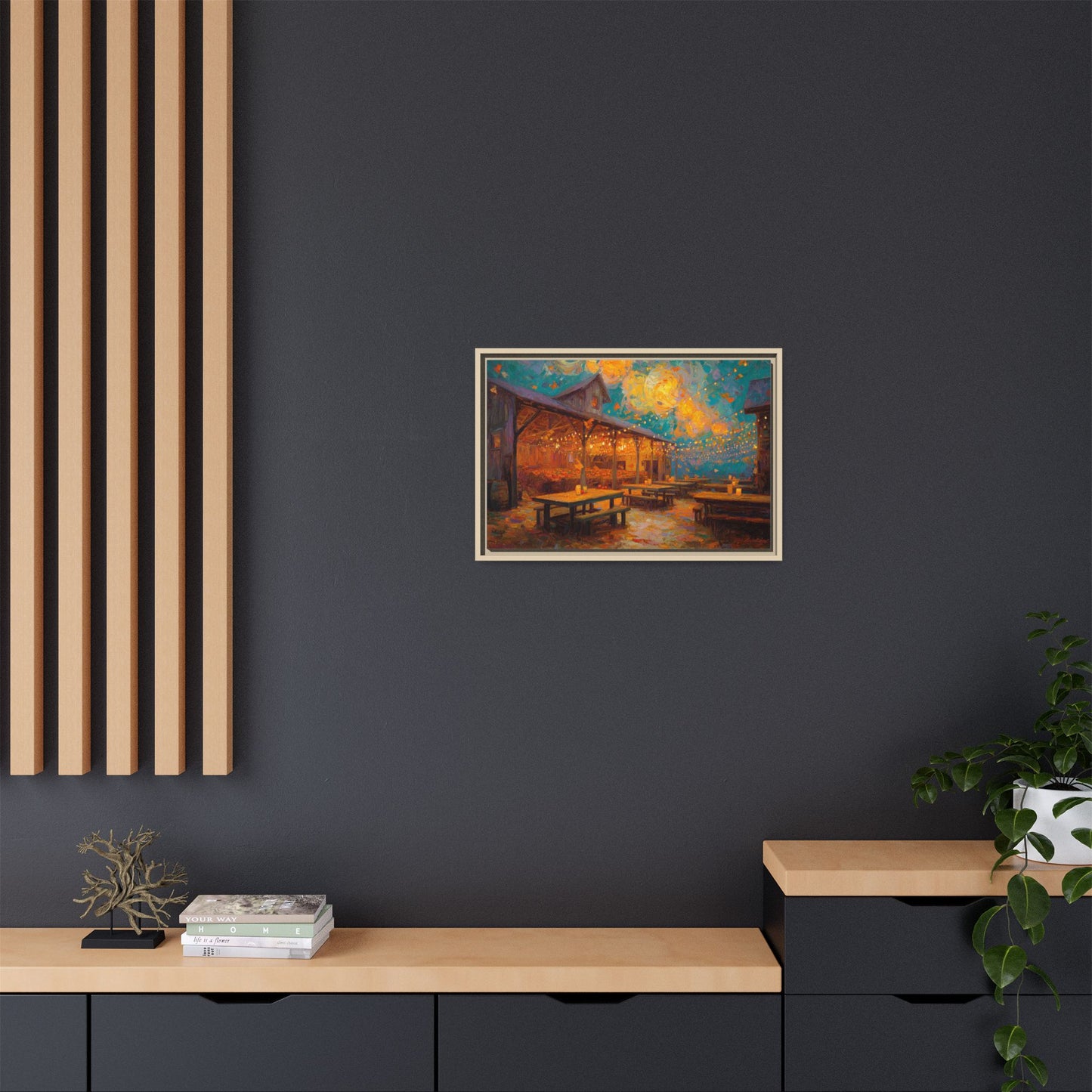 Autumn Festival Night Scene - Colorful Impressionist Art