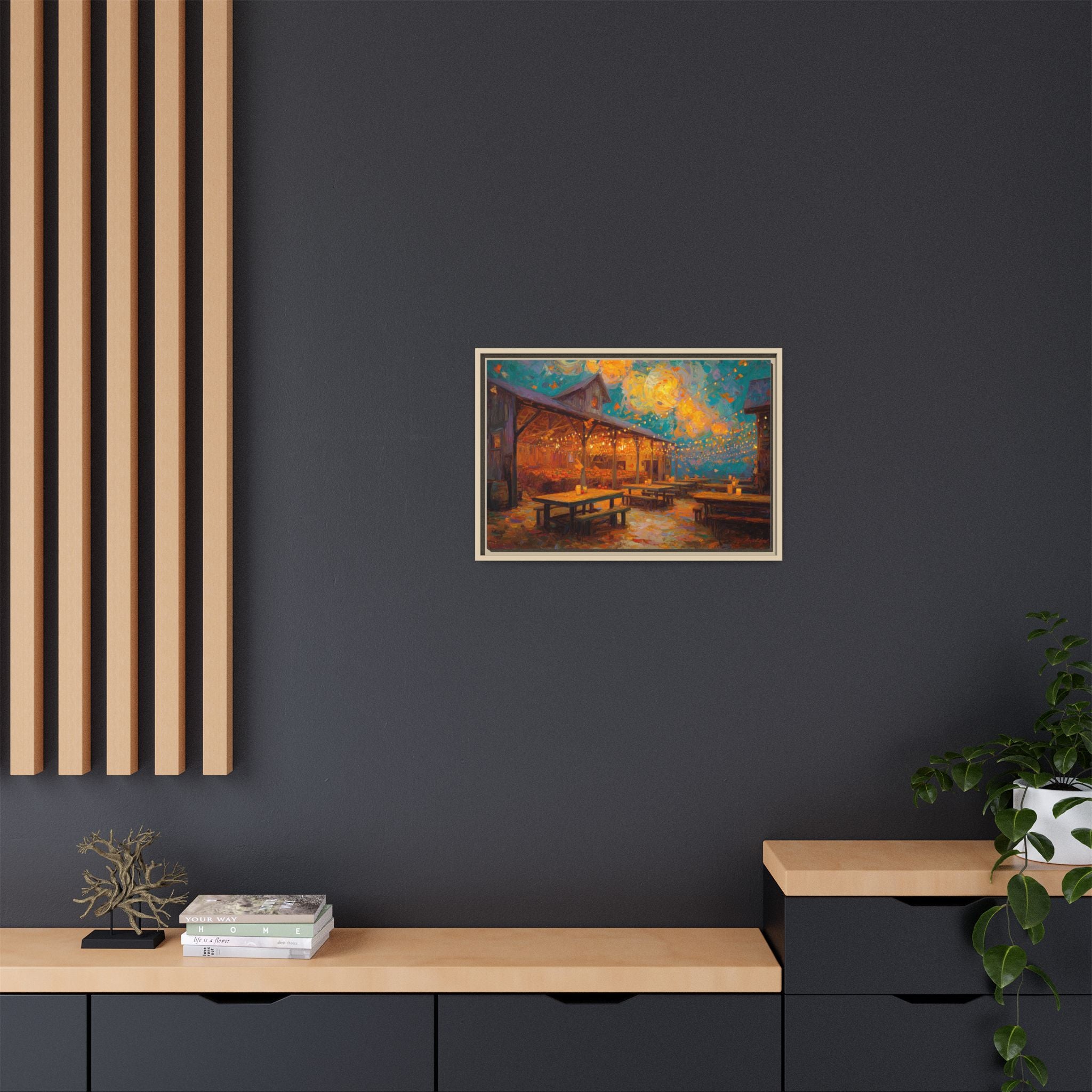 Autumn Festival Night Scene - Colorful Impressionist Art