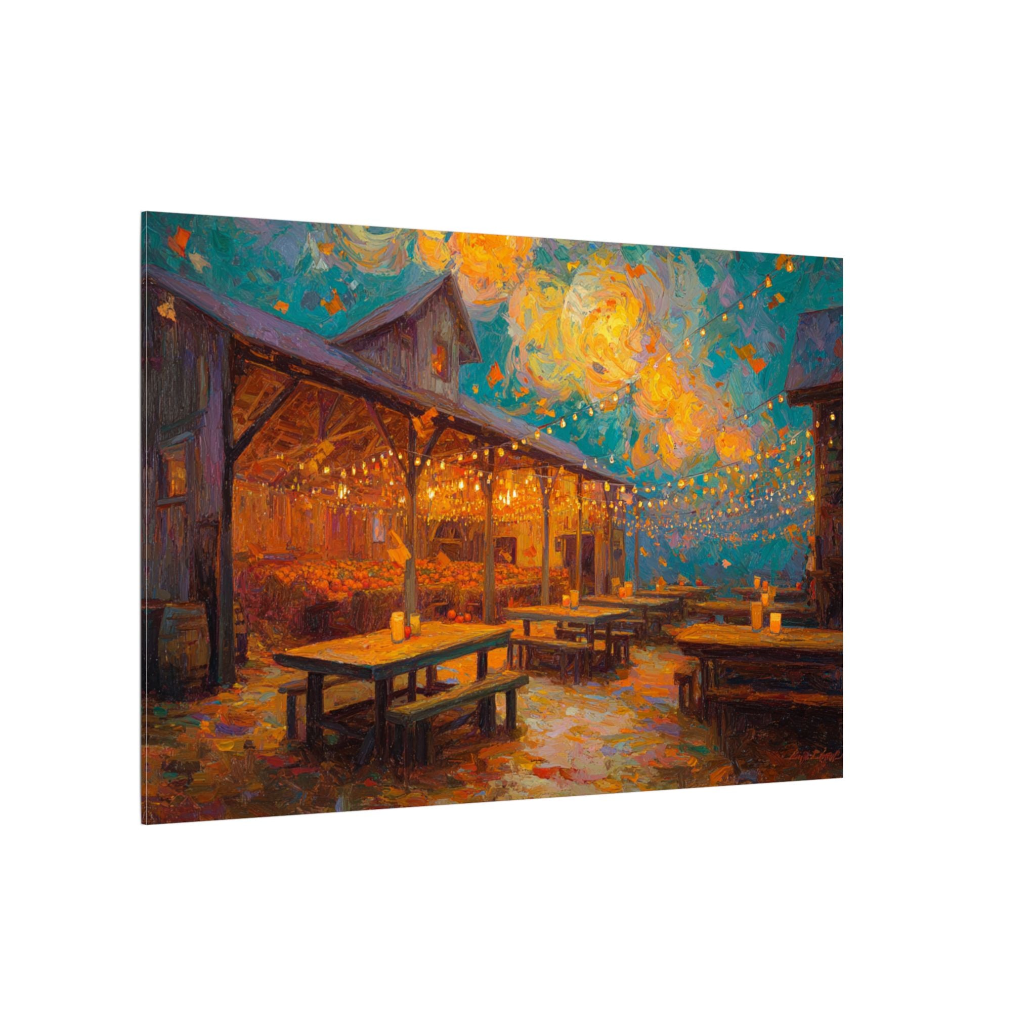 Autumn Festival Night Scene - Colorful Impressionist Art