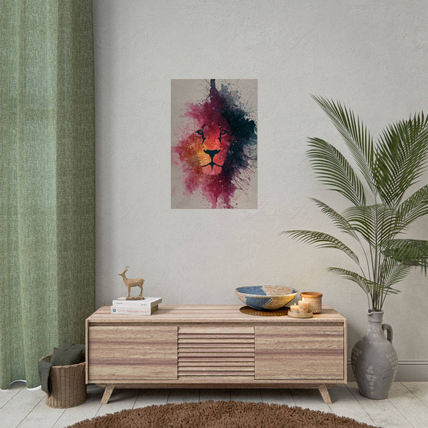 Majestic Lion Watercolor Art | Vibrant Animal Portrait