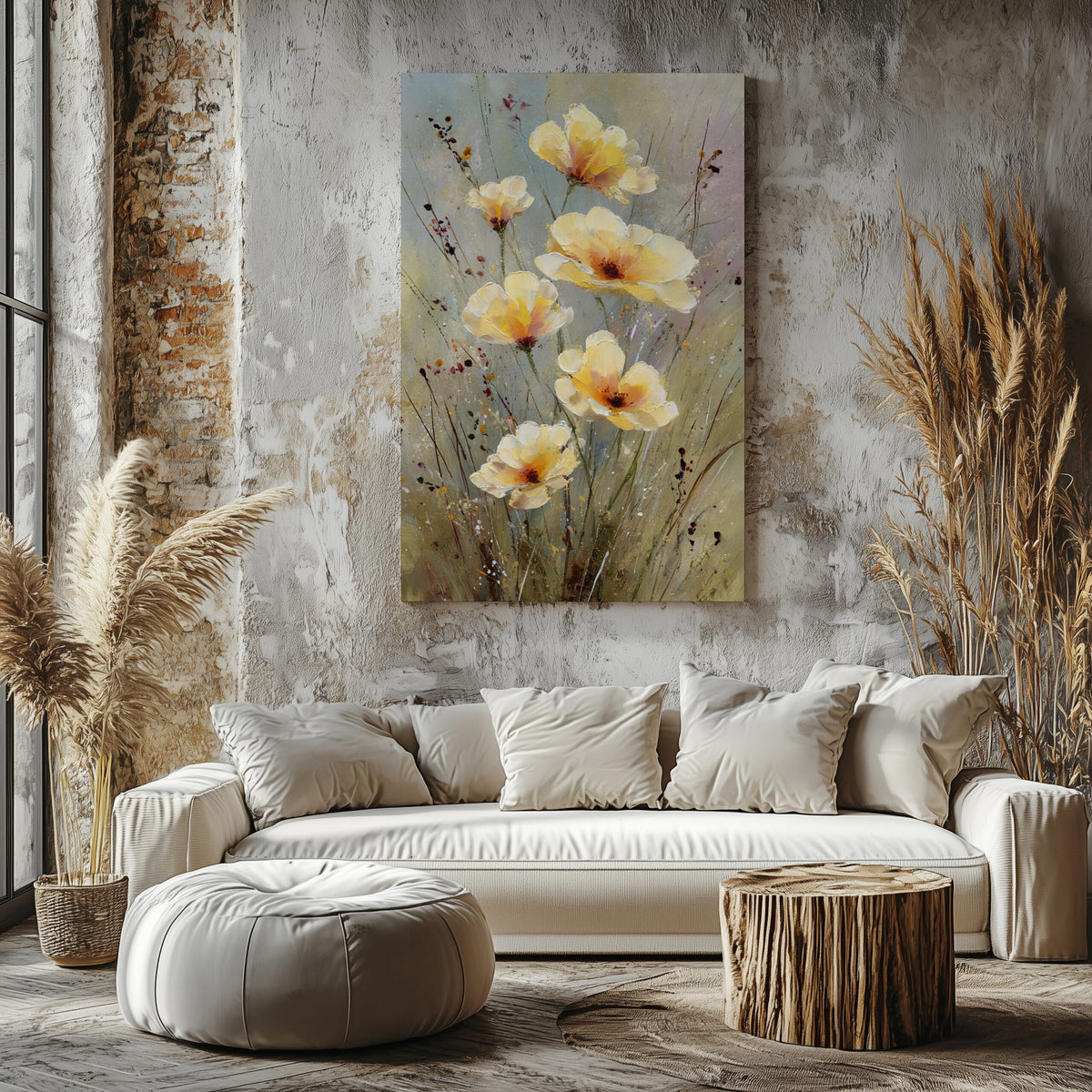 Watercolor Poppy Wall Art – styled room view 6