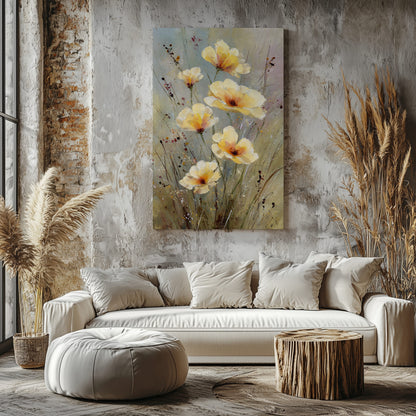 Watercolor Poppy Wall Art – styled room view 6