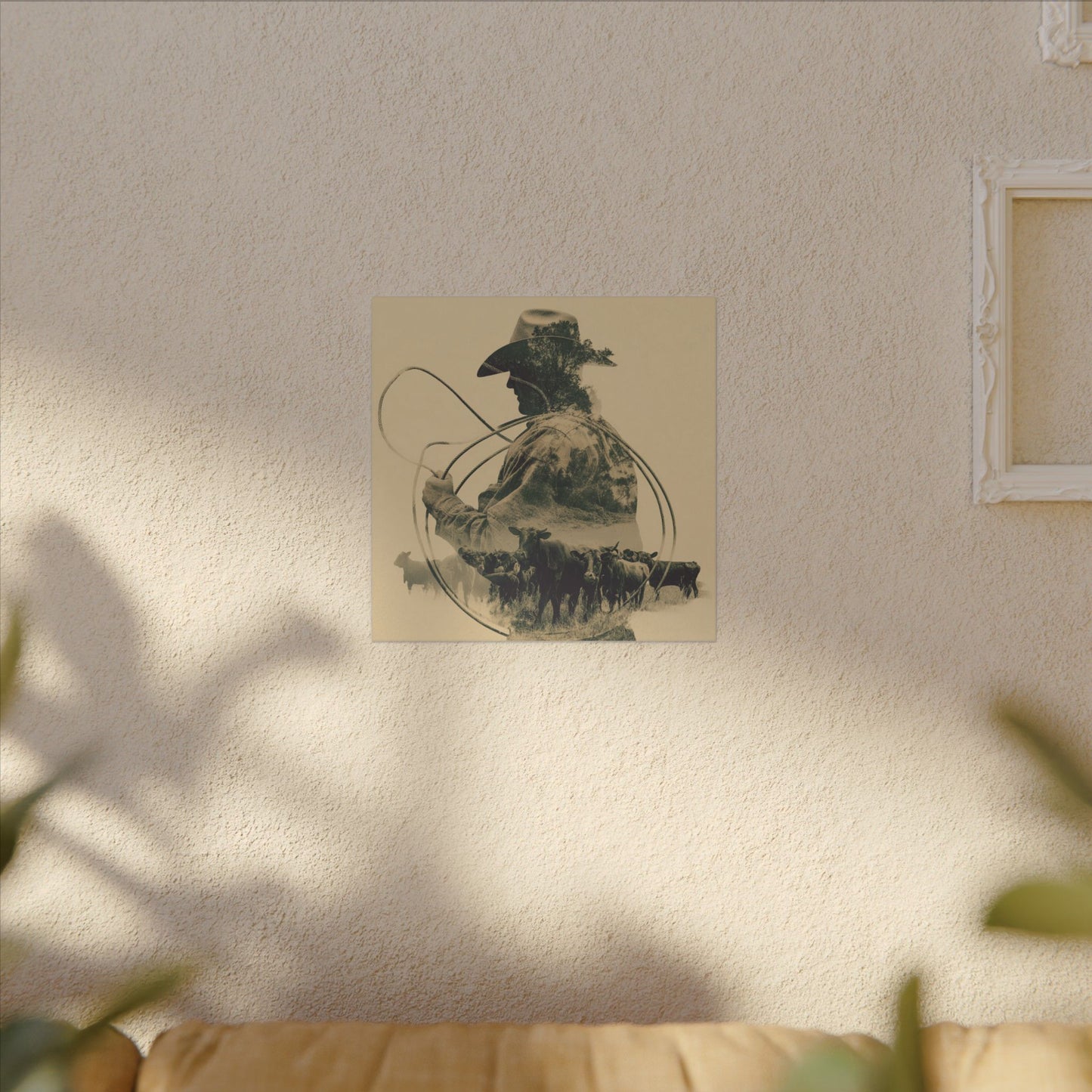 Lone Cowboy Silhouette Art - Vintage Western Charm