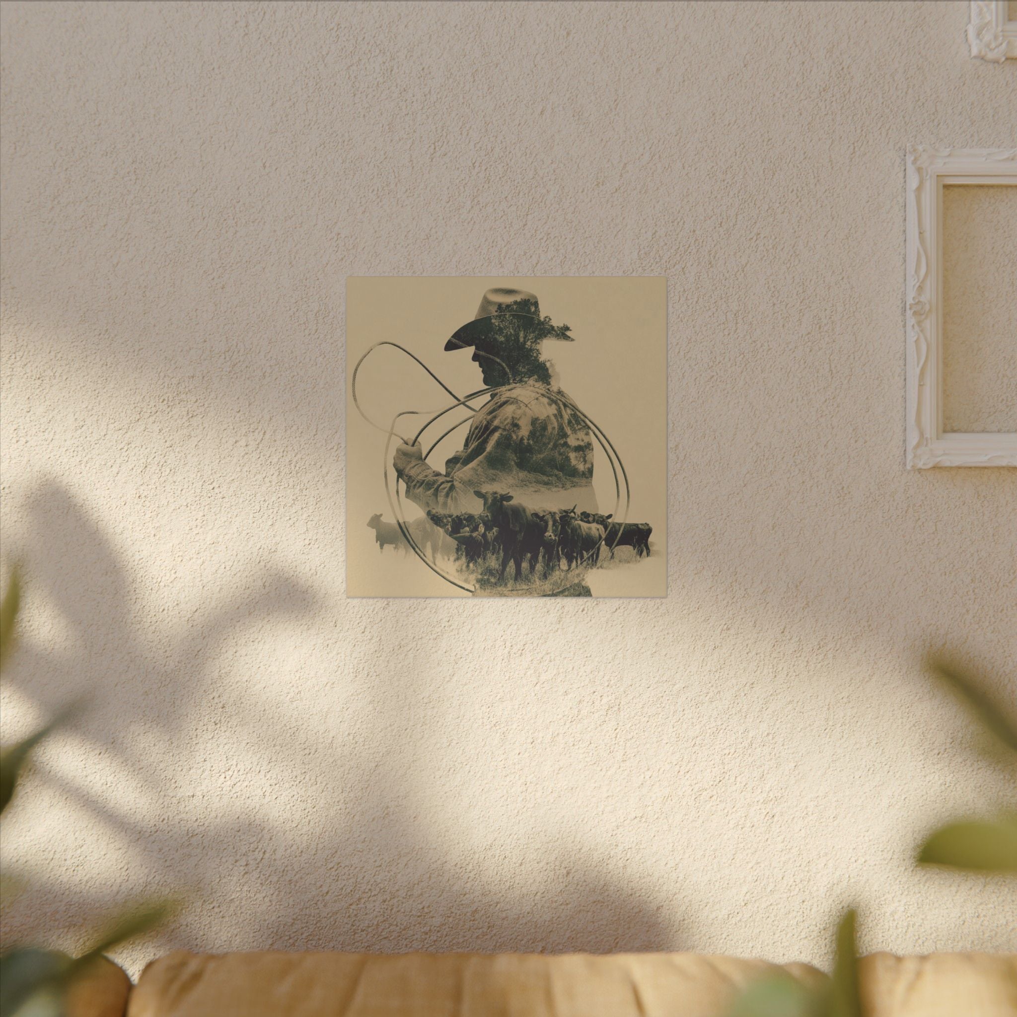 Lone Cowboy Silhouette Art - Vintage Western Charm