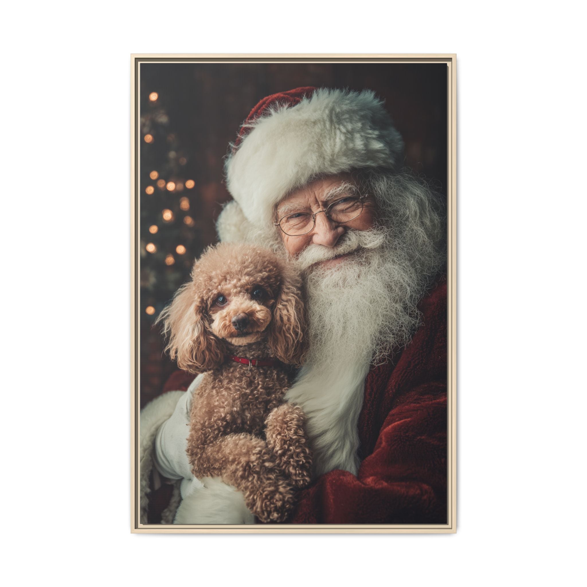 Heartwarming Santa and Poodle Artwork – Holiday Home Décor