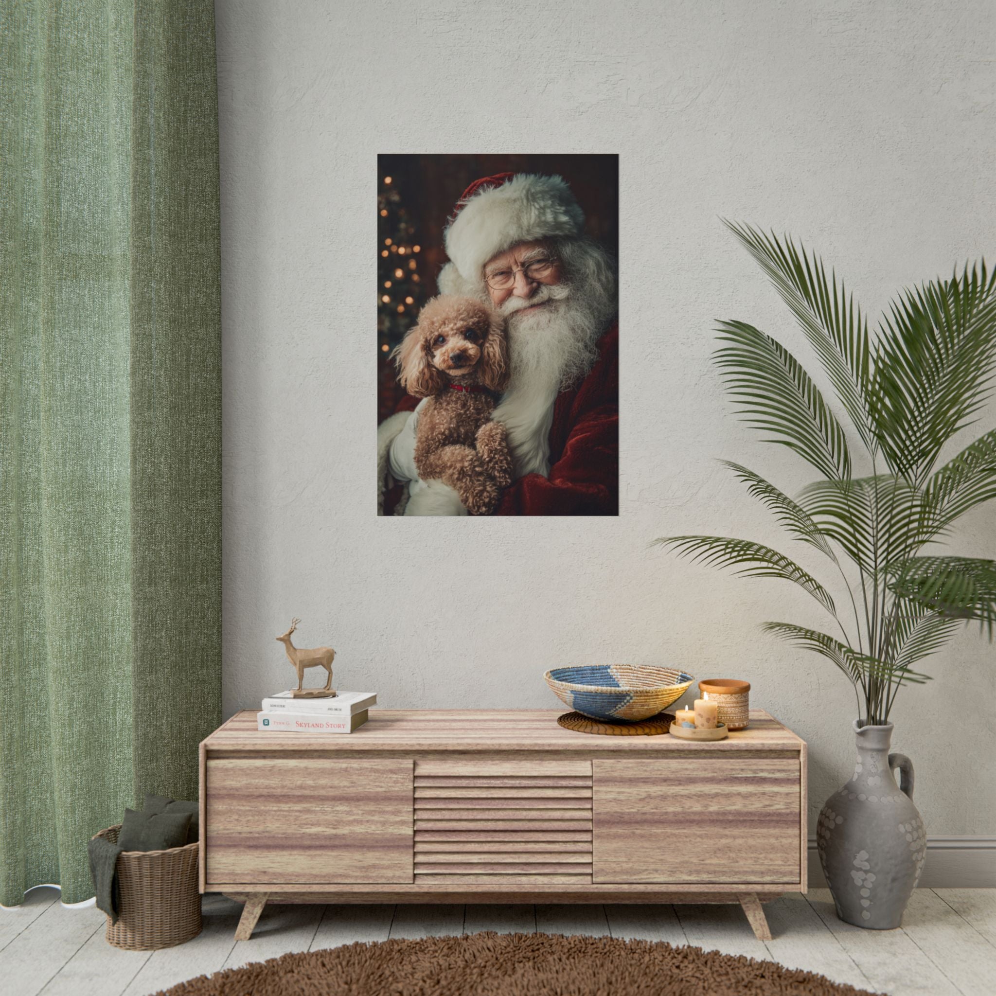 Heartwarming Santa and Poodle Artwork – Holiday Home Décor