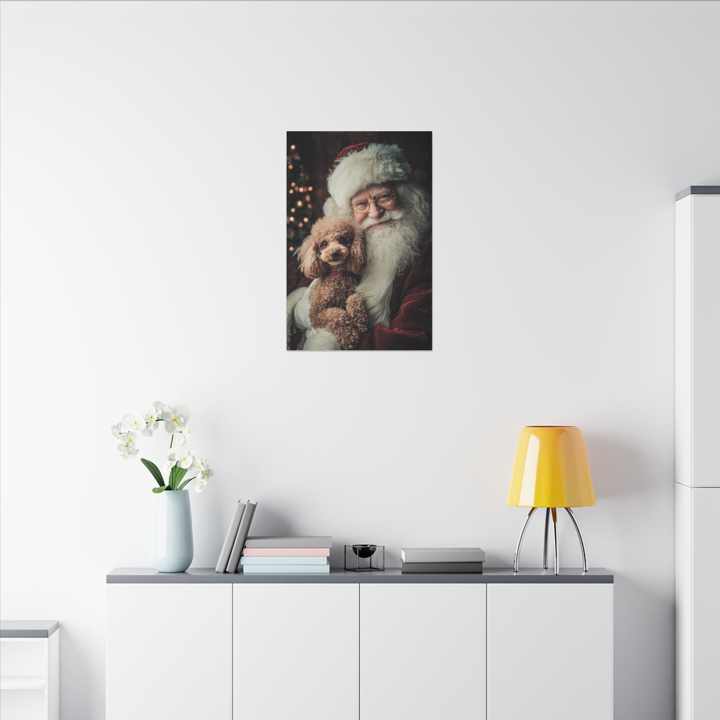 Heartwarming Santa and Poodle Artwork – Holiday Home Décor
