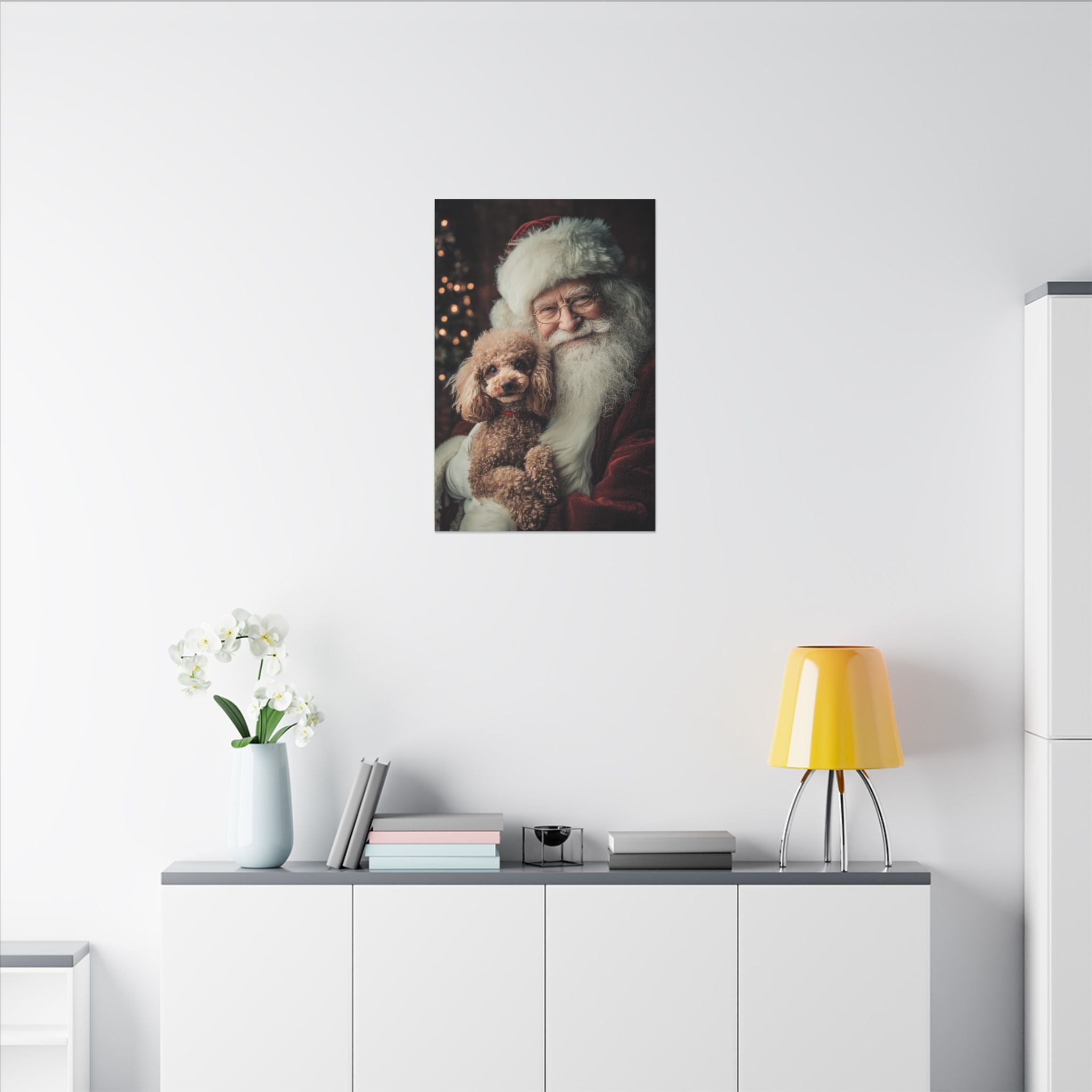 Heartwarming Santa and Poodle Artwork – Holiday Home Décor