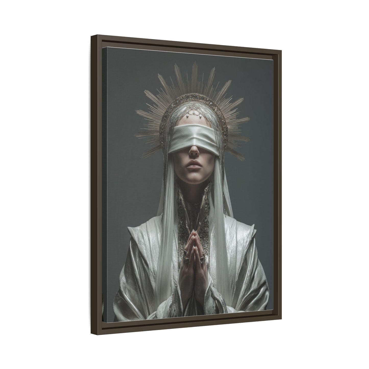 Ethereal Blindfolded Saint Art | Spiritual Home Decor