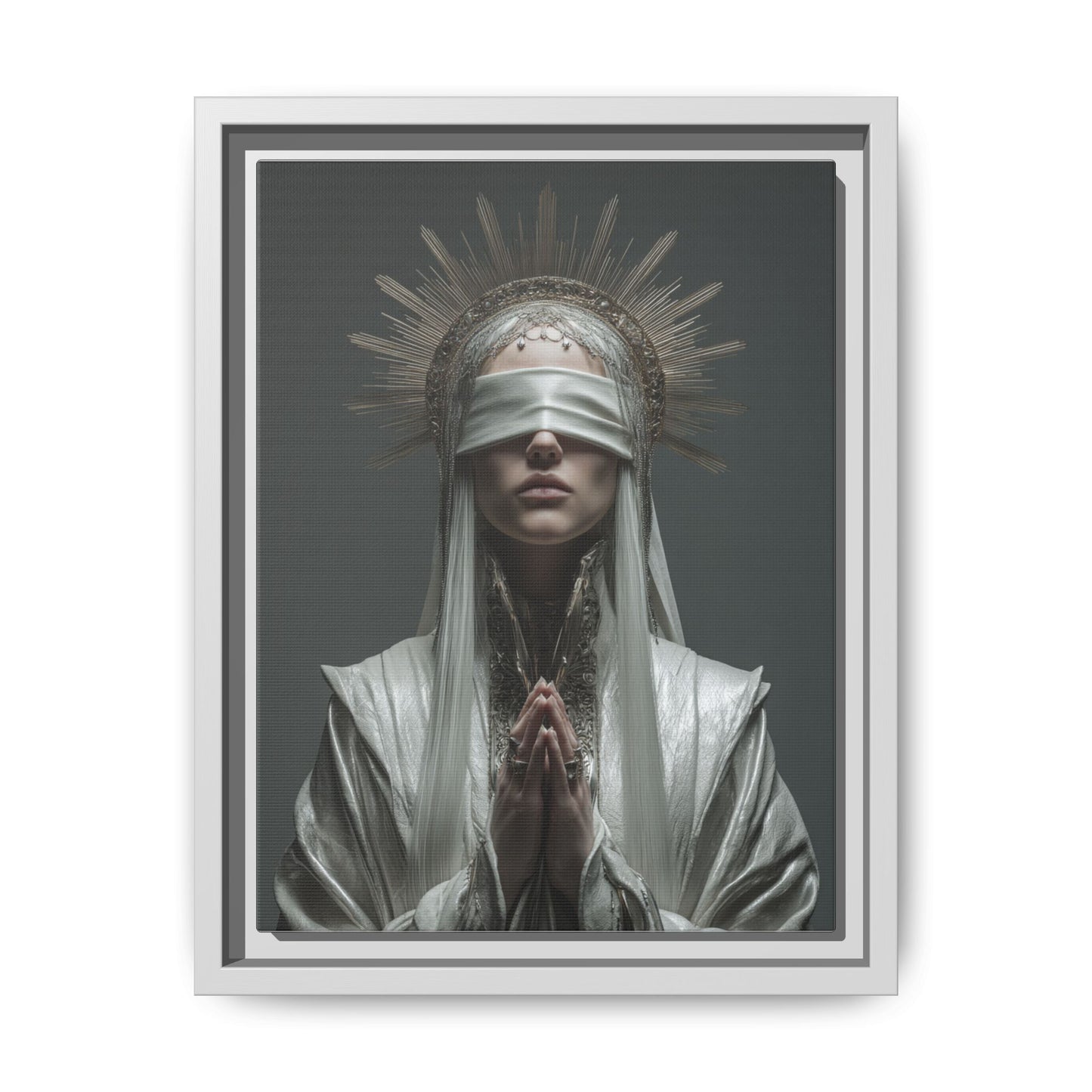 Ethereal Blindfolded Saint Art | Spiritual Home Decor