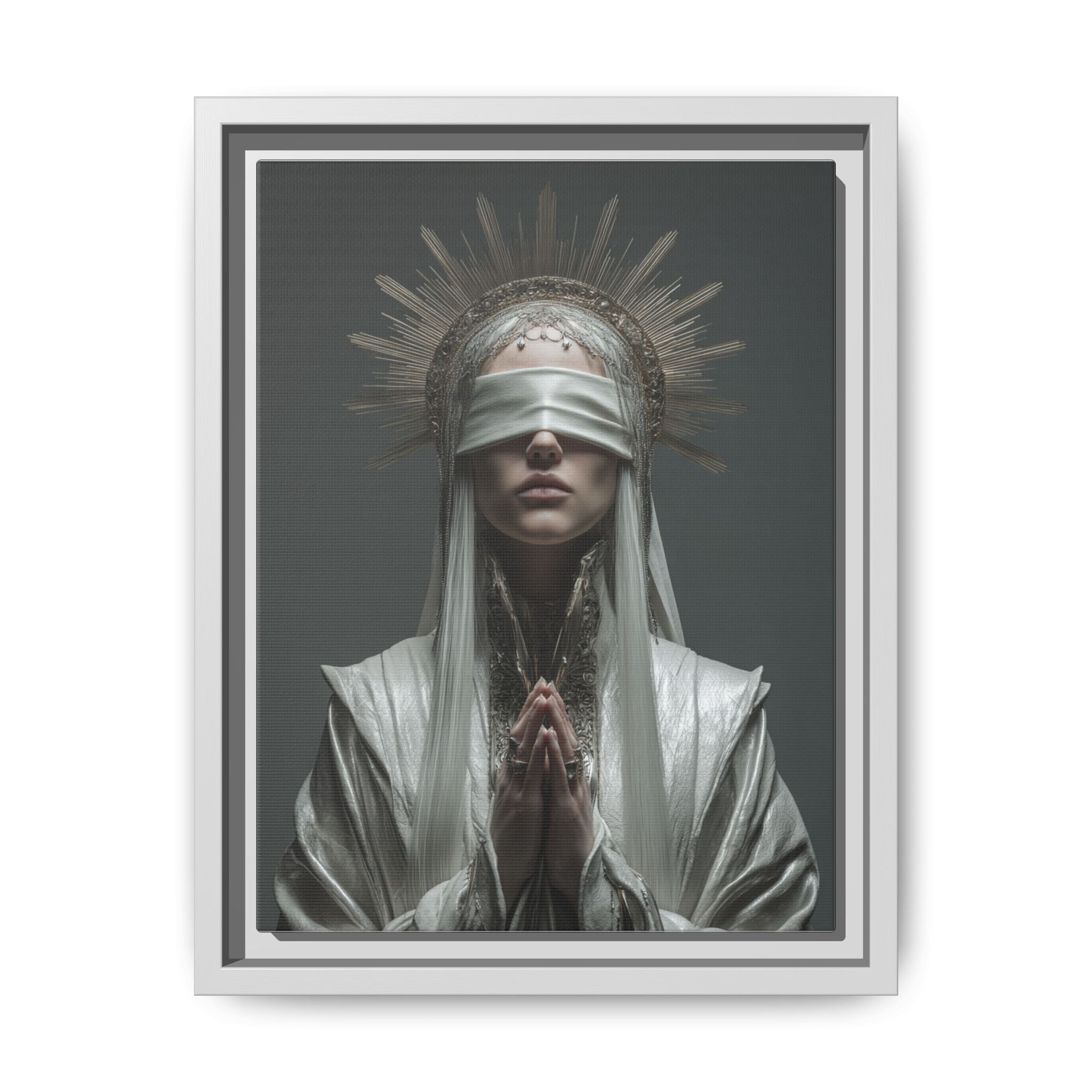 Ethereal Blindfolded Saint Art | Spiritual Home Decor