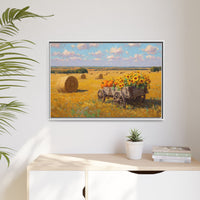 Sunflower Harvest Wagon Decor | Rustic Farm Art for Home