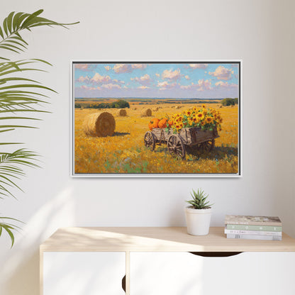 Sunflower Harvest Wagon Decor | Rustic Farm Art for Home