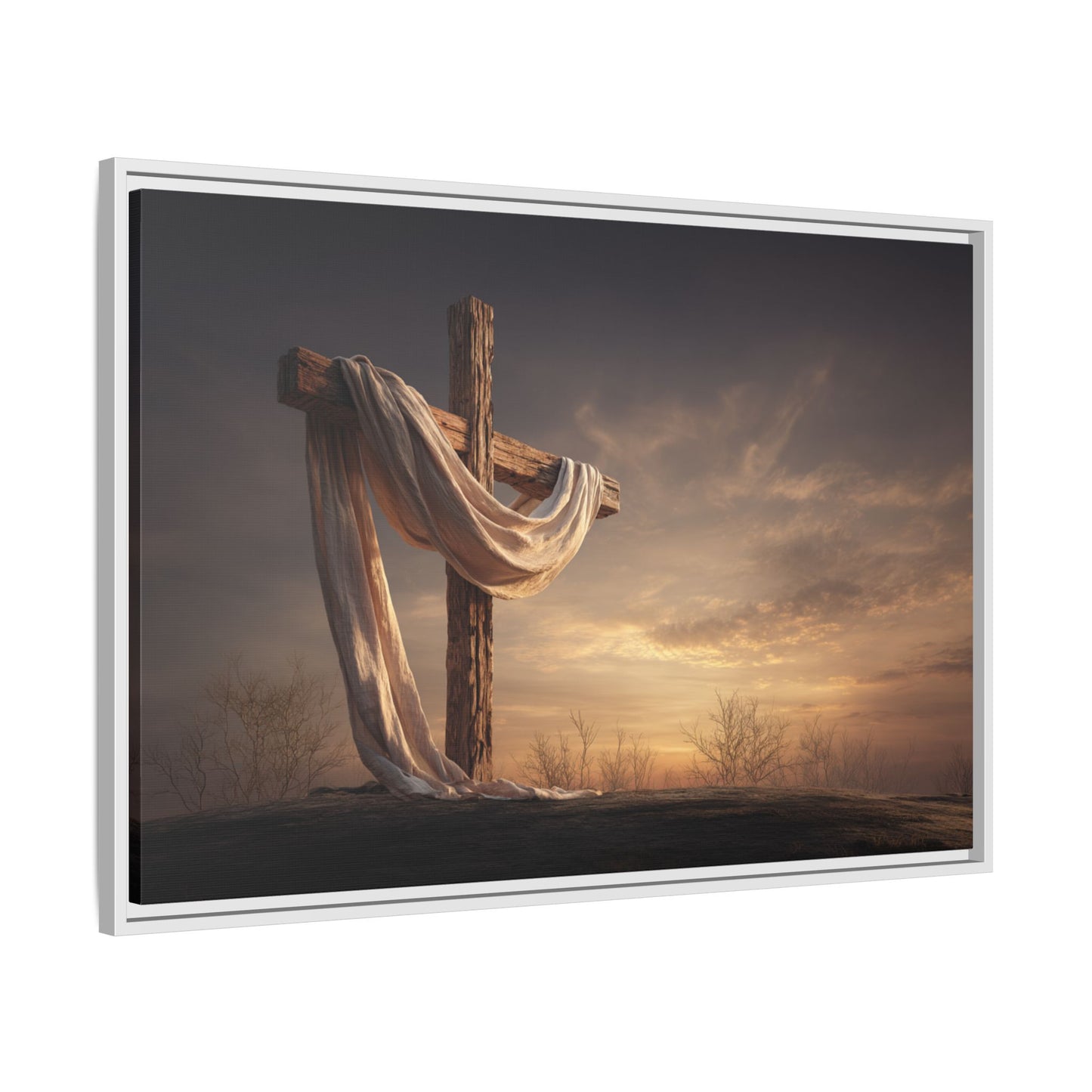 Rustic Cross Wall Art with Draped Fabric | Inspirational Decor