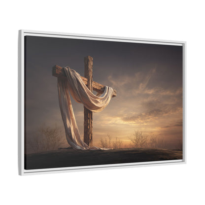 Rustic Cross Wall Art with Draped Fabric | Inspirational Decor