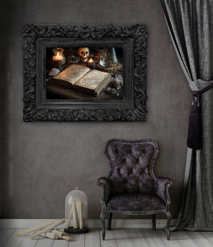 Dark Academia Spellbook Canvas Print – styled room view 7