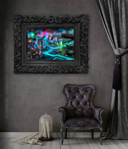 Cyberpunk Circuit Board Canvas Print – styled room view 7