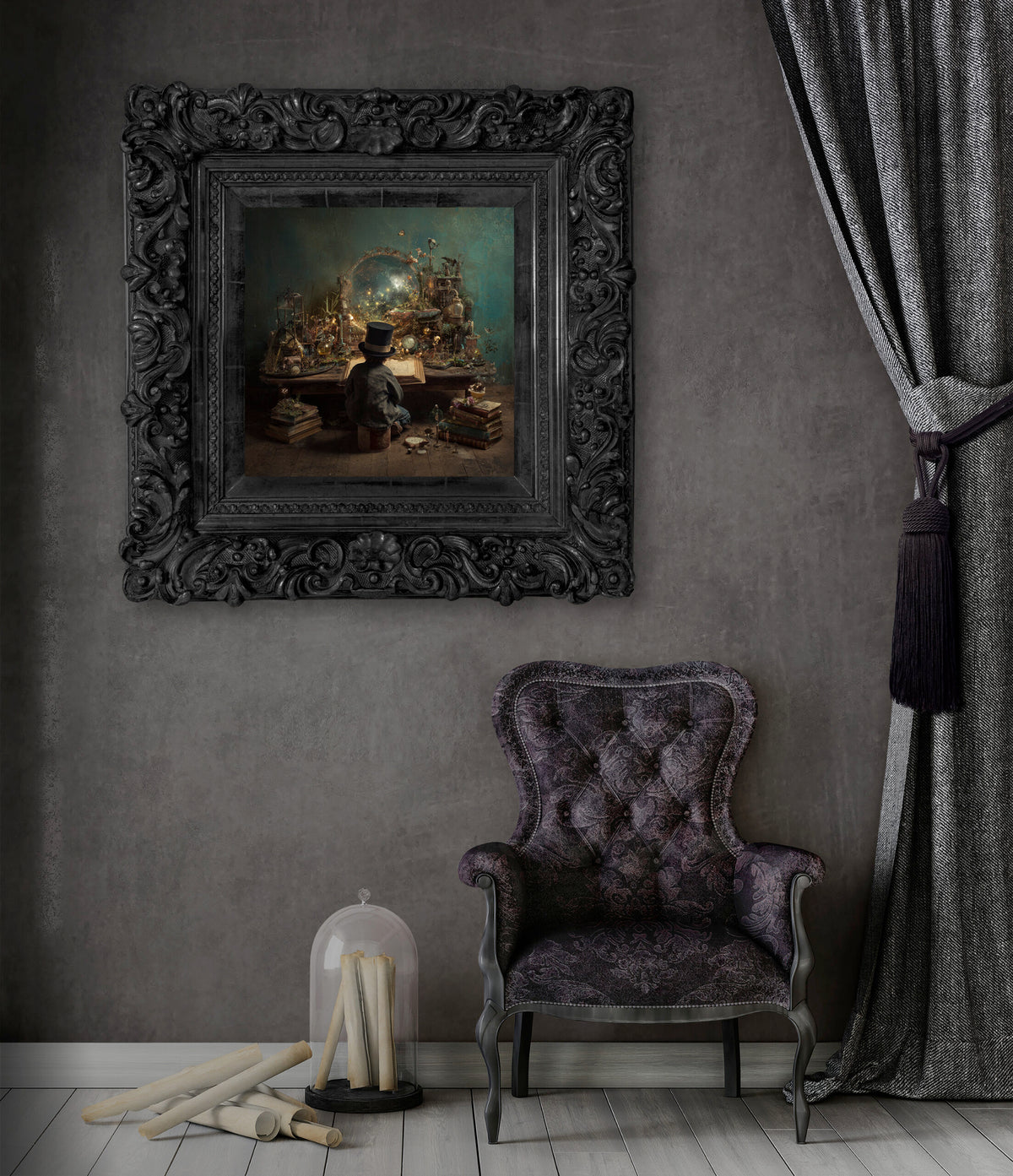 Victorian Scholar Study Canvas Print – styled room view 7