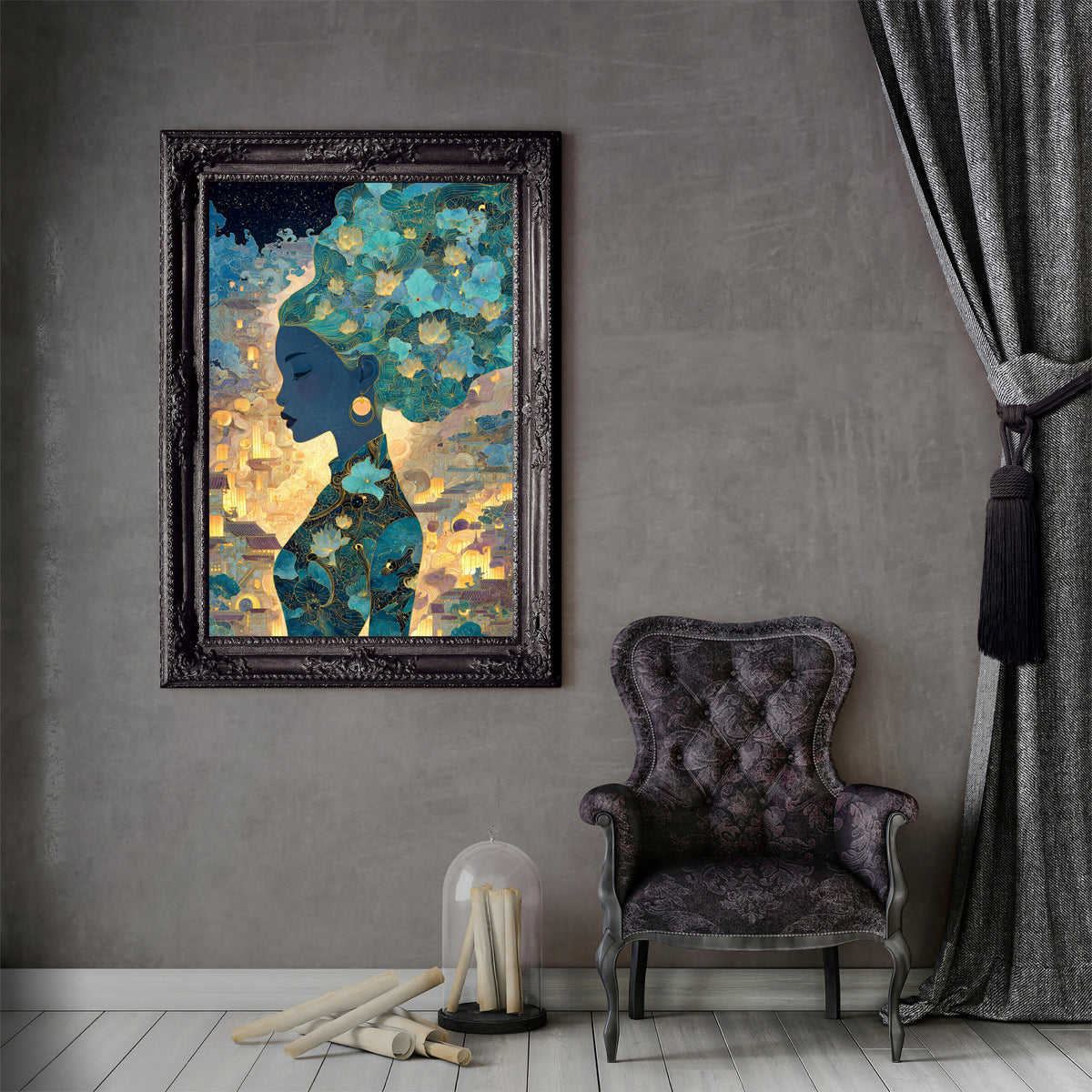 Asian Woman Silhouette Canvas Wall Art — product image 6