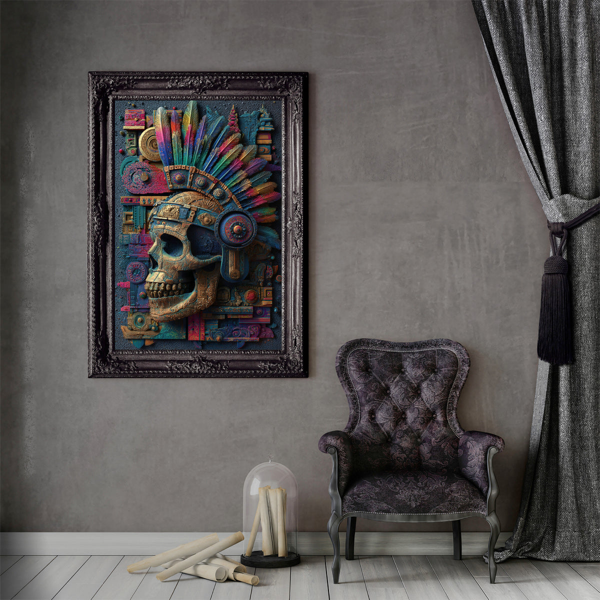 Mexican Sugar Skull Canvas Wall Art – fine art poster print