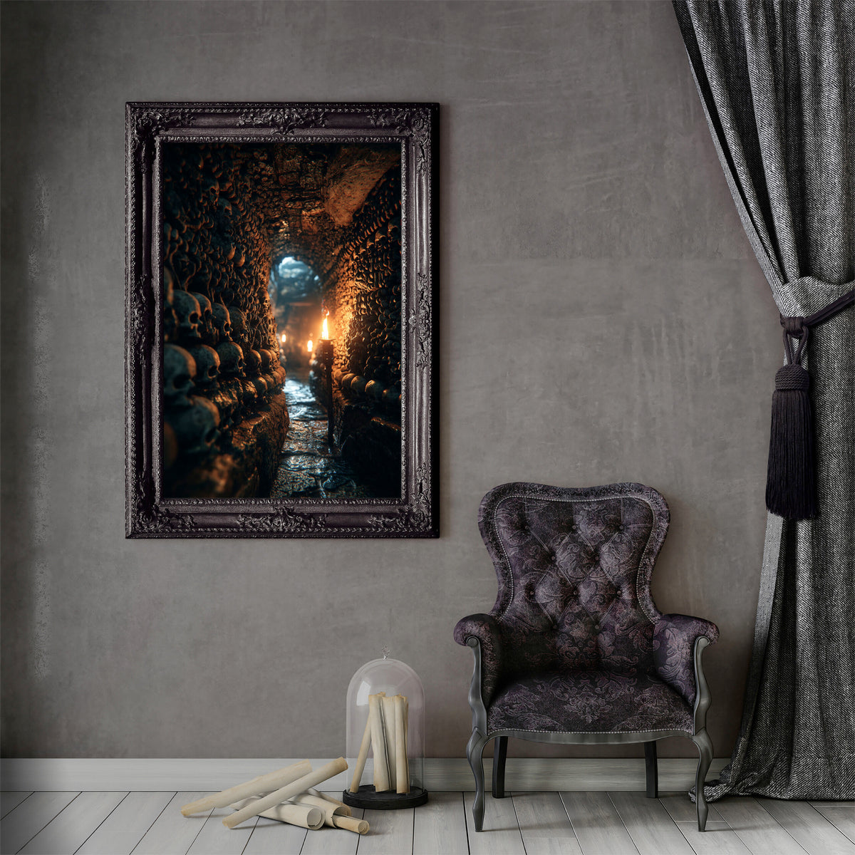 Dark Catacomb Canvas Wall Art – fine art poster print